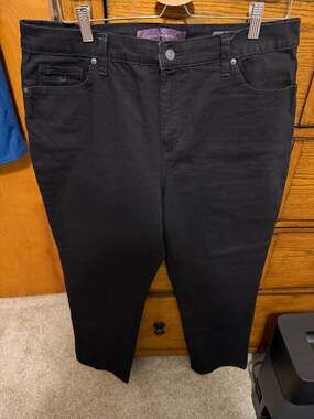 Gloria Vanderbilt Amanda Classic High Rise Tapered Leg Jeans in Black, Size 16